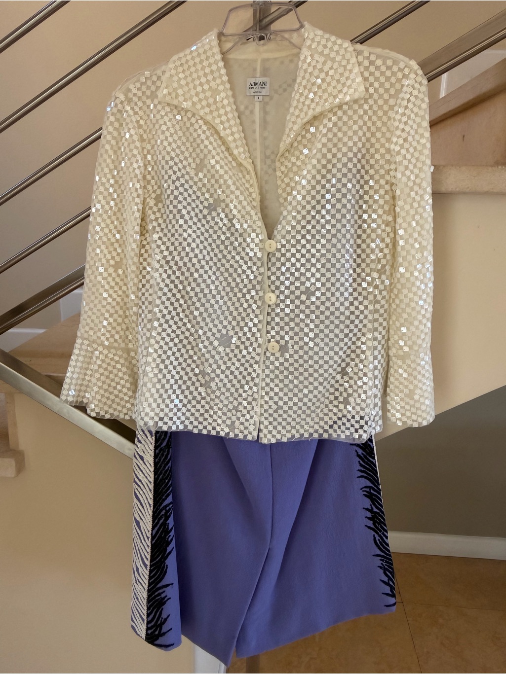 Vintage Armani Collezioni White Sequins Jacket